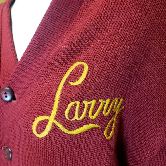 50's Cardigan Letterman Football/Basketball Sweater Wool vintage Crimson & Gold - Picture 6 of 11